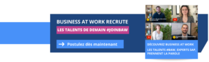 Business At Work est à la recherche des talents d'aujourd'hui et de demain. Découvrez le groupe Business At Work et les témoignages de nos talents et experts SAP BAW. Rejoignez-nous ! N'hésitez pas à nous envoyer une candidature spontanée si parmi les postes en ligne le vôtre n'y figurait pas. Nous recrutons et travaillons également avec un écosystème de freelances et indépendants actifs : vous disposez d'une place importante parmi nous ! Join us