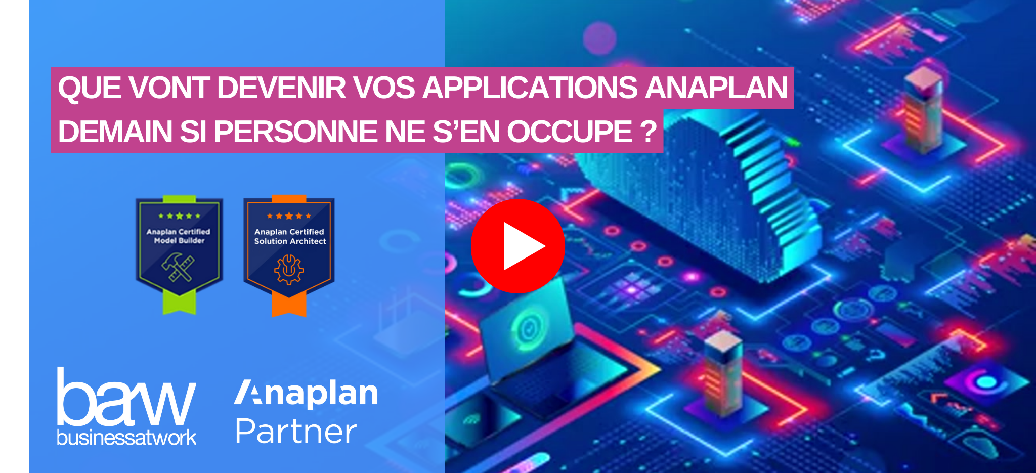 Que vont devenir vos applications Anaplan demain si personne ne s'en occupe ? Exploitez et utilisez tout le potentiel d'Anaplan grâce au centre d'expertise Anaplan BAW, CoE. Nos experts sont des formés et agréés à dispenser les formations officielles de l'éditeur. Dotés d'une triple expertise métier, projet et sectorielles, nos model builders bénéficient également de l'expertise et le support de Solution Architects. Améliorez la valeur d'usage d'Anaplan grâce à nos consultants, disponibles rapidement, et offrez l'expérience que mérite vos collaborateurs ! Nous intervenons à toutes les étapes-clés d'administration, de la maintenance à la gestion des évolutions de vos applications et modèles, tout en étant 1/3 moins chers que les concurrents. Spécialistes depuis plus de 20 ans dans les services récurrents, nous avons lancé le CoE Anaplan BAW il y a 5 ans pour répondre aux problématiques rencontrées par nos clients. Démarrez l'expérience dès maintenant.